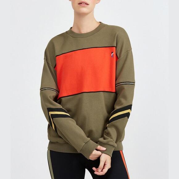 P.E Nation Khaki Orange Colorblock Zipper Sweatshirt Size S - Picture 1 of 6